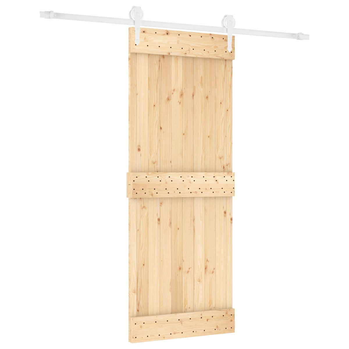 Sliding Door Natural and White 80 x 210 cm Solid Pine Wood