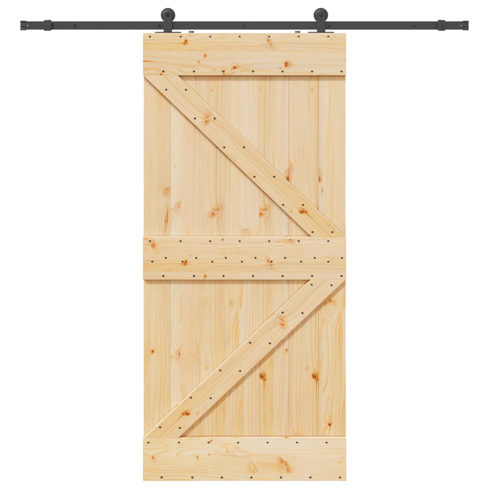 Sliding Door NARVIK Natural and Black 100 x 210 cm (213.5 cm)