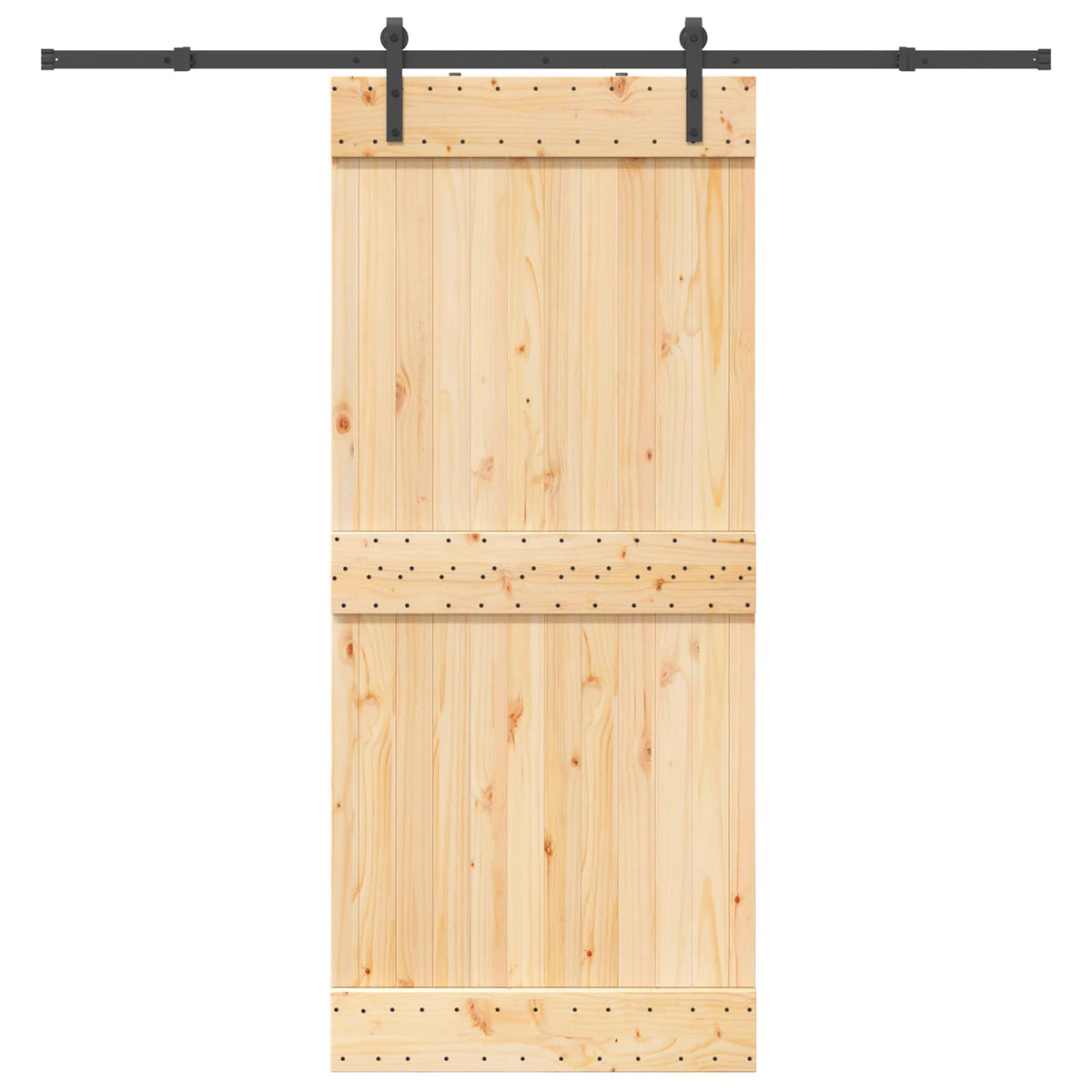 Sliding Door NARVIK Natural and Black 90 x 210 cm (213.5 cm)