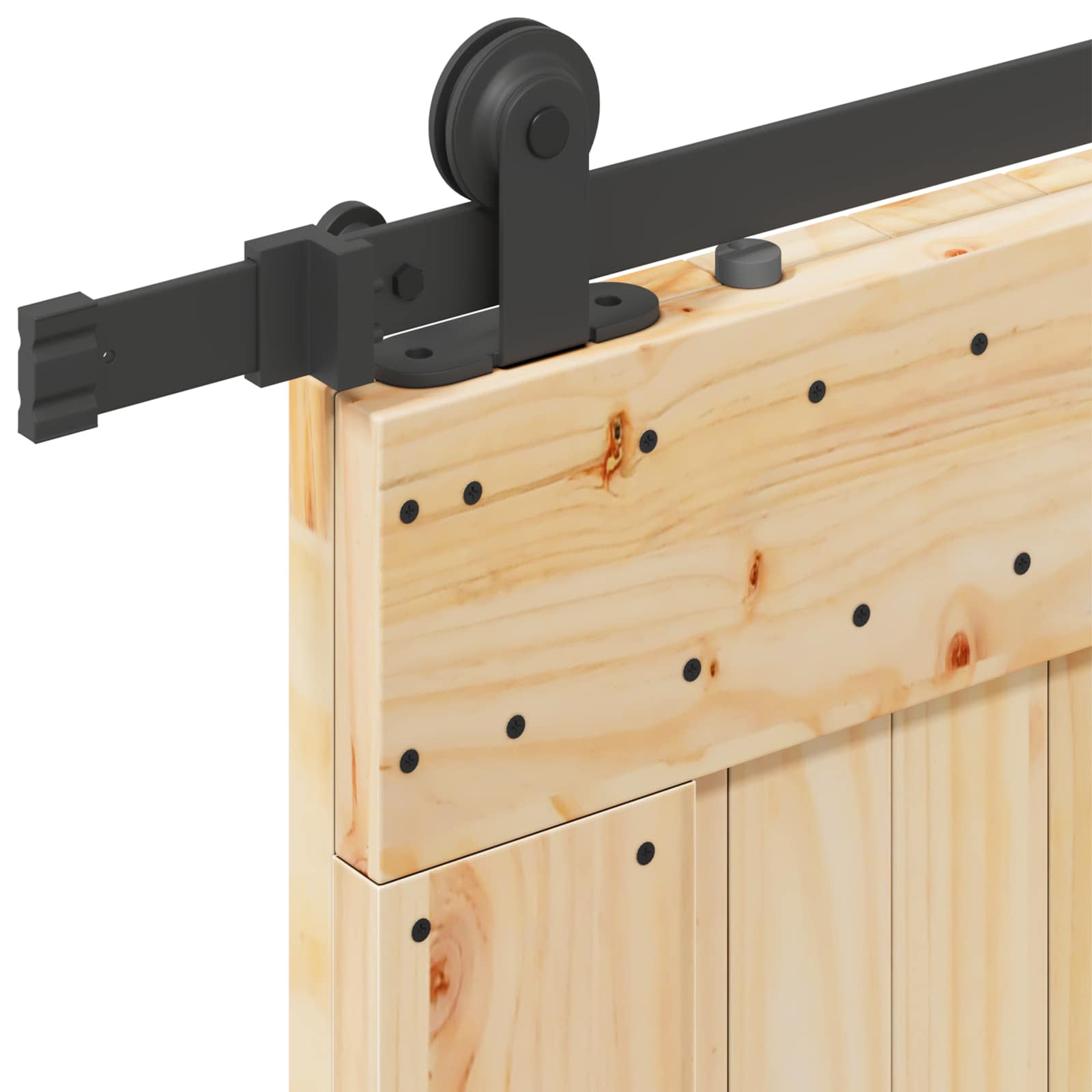 Sliding Door NARVIK Natural and Black 90 x 210 cm (213.5 cm)