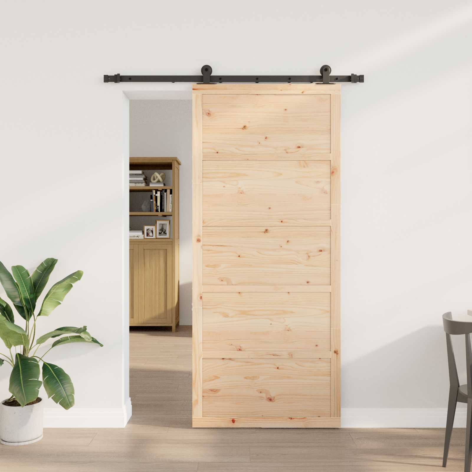 Sliding Door Natural 80 x 208 cm Solid Pine Wood