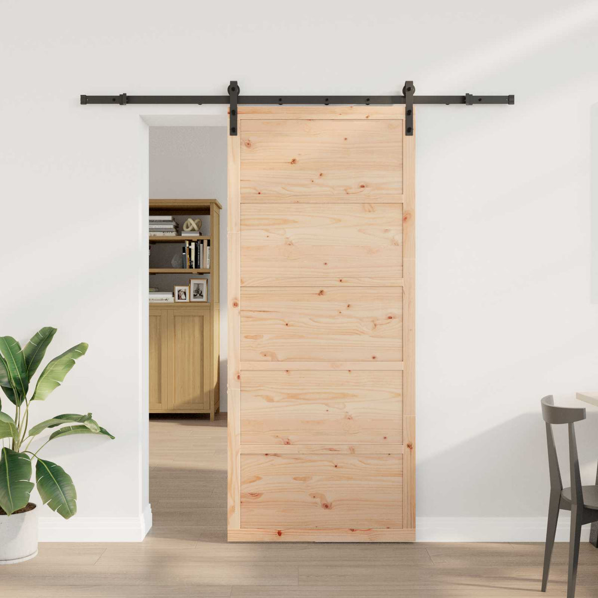 Sliding Door Natural 90 x 208 cm Solid Pine Wood