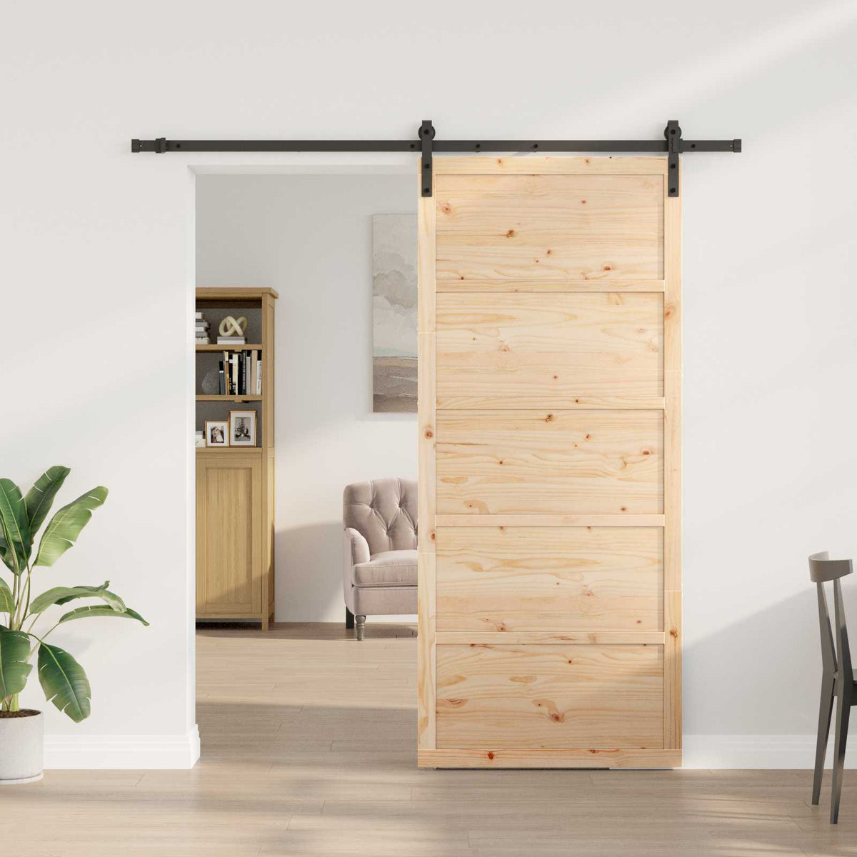 Sliding Door Natural 90 x 208 cm Solid Pine Wood