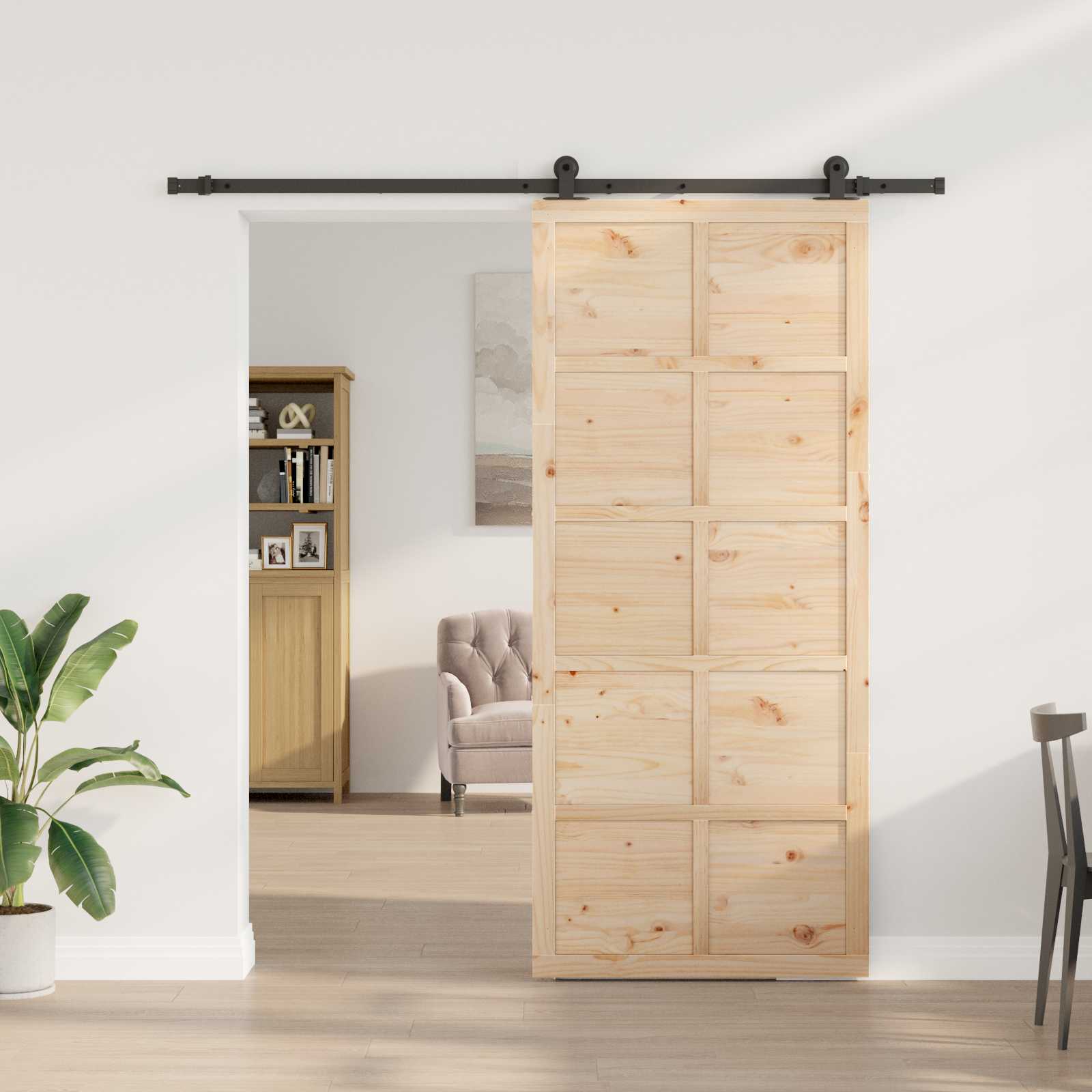 Sliding Door Natural 100 x 208 cm Solid Pine Wood