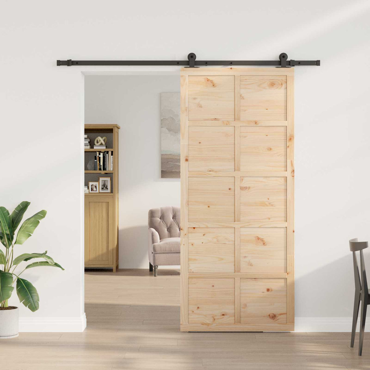 Sliding Door Natural 80 x 208 cm Solid Pine Wood