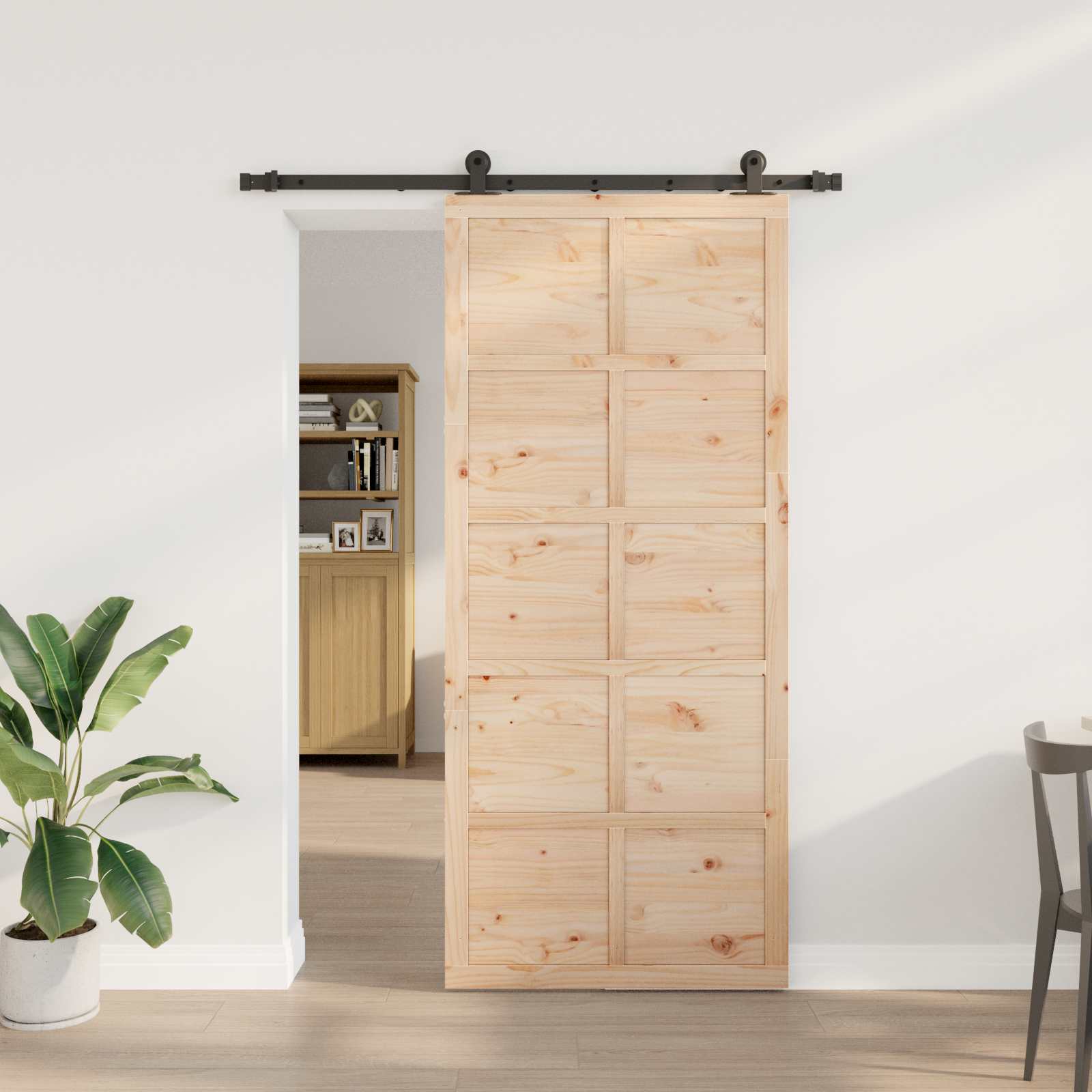 Sliding Door Natural 80 x 208 cm Solid Pine Wood