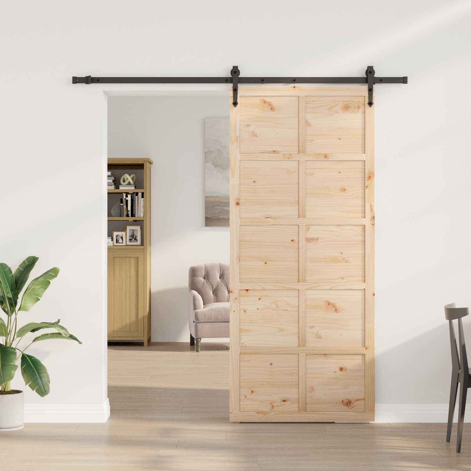 Sliding Door Natural 100 x 208 cm Solid Pine Wood
