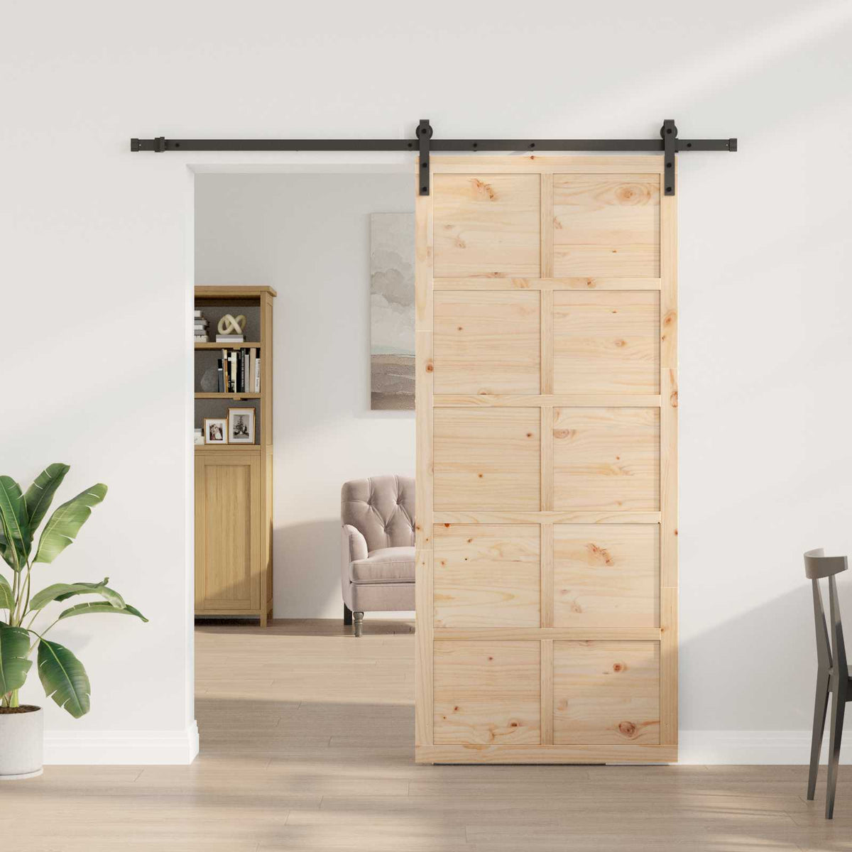 Sliding Door Natural 90 x 208 cm Solid Pine Wood