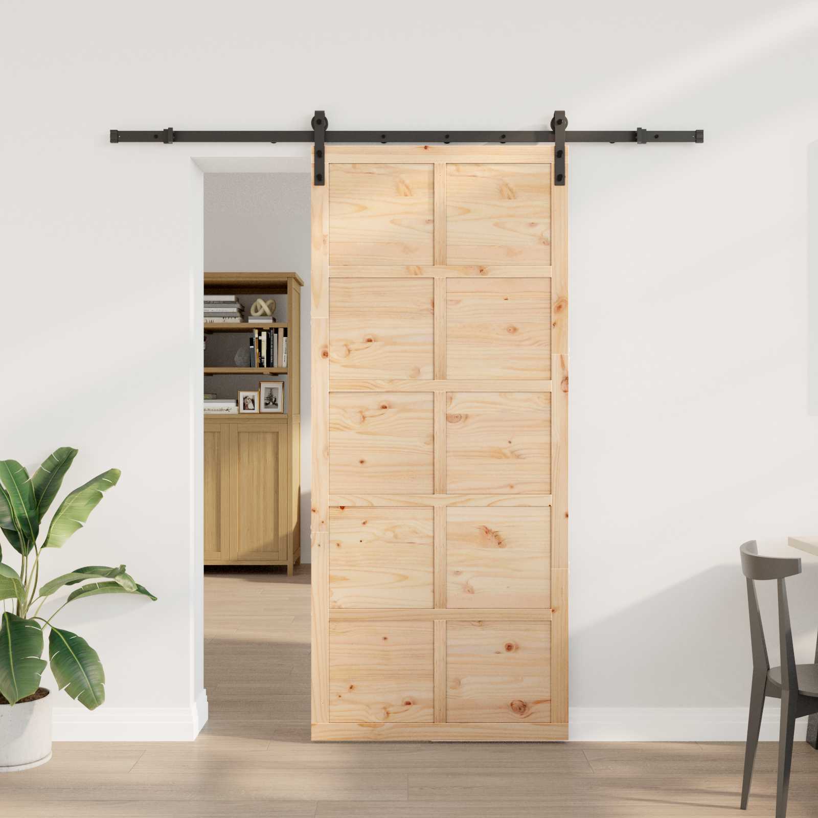 Sliding Door Natural 90 x 208 cm Solid Pine Wood