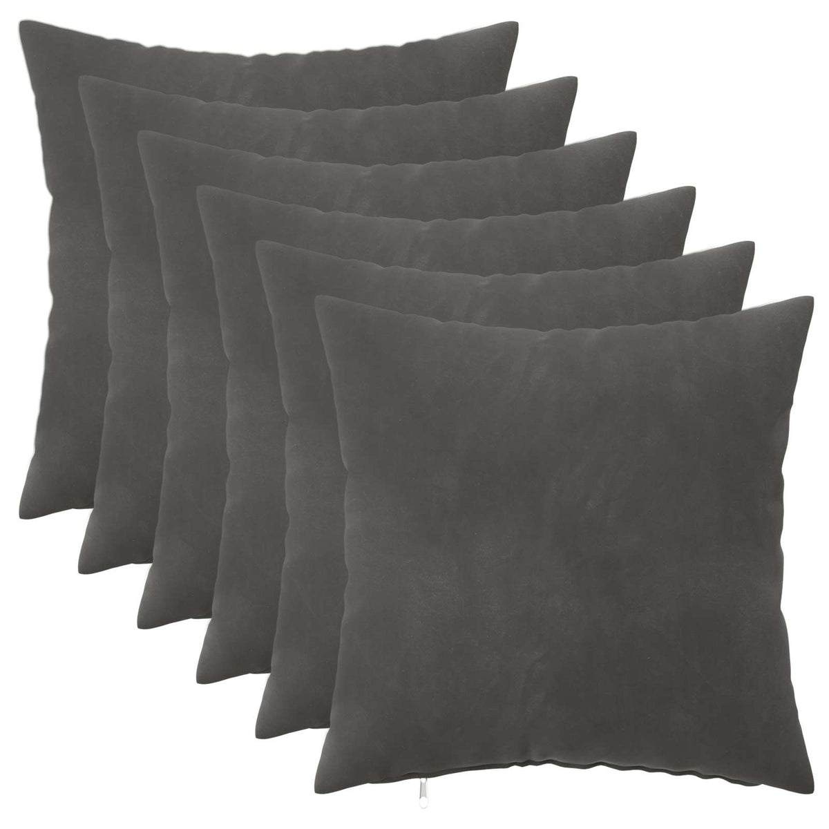Cushion with Pillow HEERLEN 6 pcs Dark Grey Velvet
