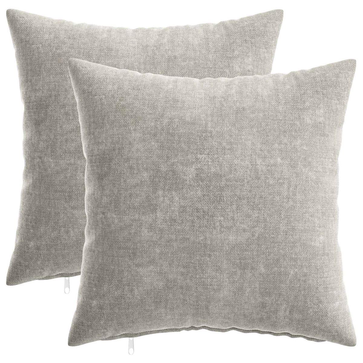 Cushion 2 pcs HEERLEN Light Grey 45 x 45 cm Chenille Fabric