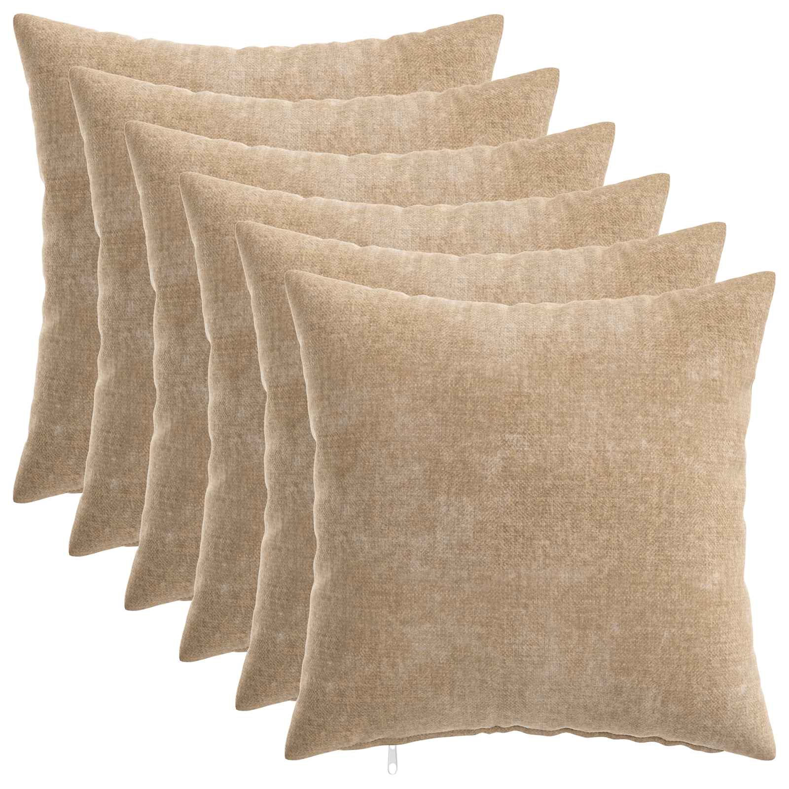 Cushion 6 pcs HEERLEN Taupe 45 x 45 cm Chenille Fabric