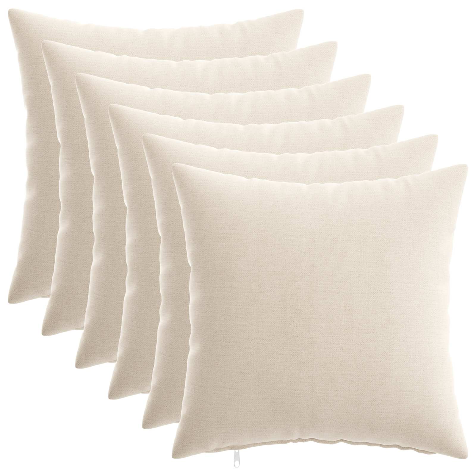 Cushion 6 pcs HEERLEN Cream 45 x 45 cm Chenille Fabric