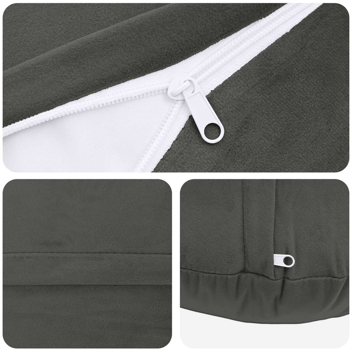 Cushion with Pillow HEERLEN 6 pcs Dark Grey Velvet