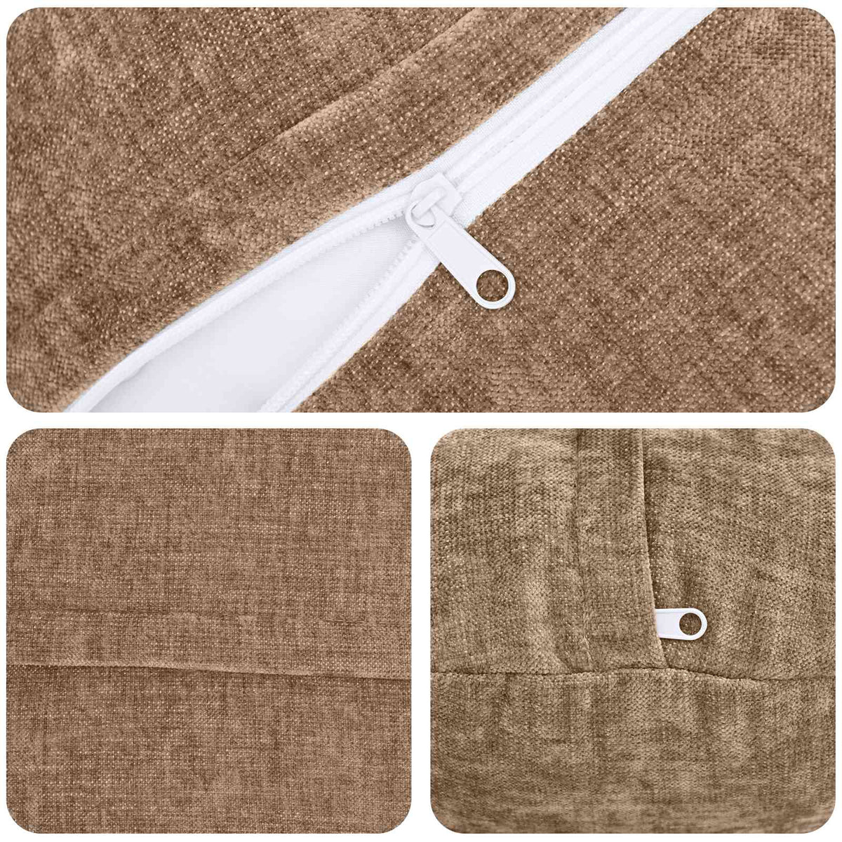Cushion with Pillow HEERLEN 2 pcs Brown Chenille Fabric