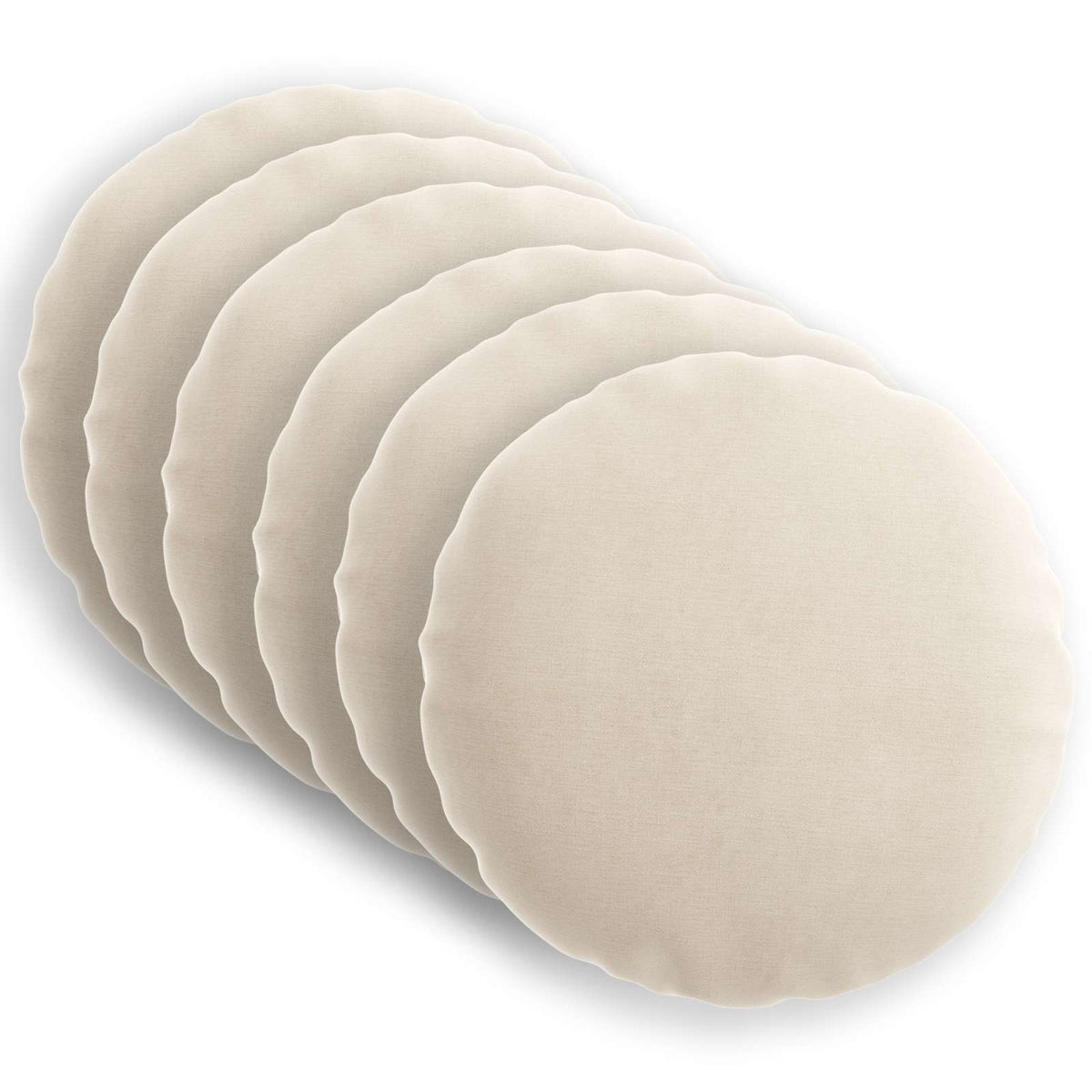 Cushion 6 pcs HEERLEN Cream Ø 40 cm Chenille Fabric