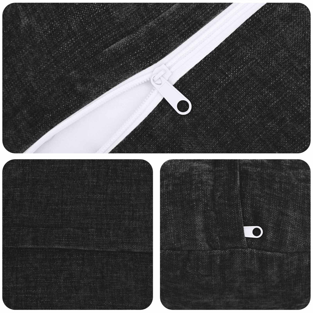 Cushion 2 pcs HEERLEN Anthracite Ø 50 cm Chenille Fabric