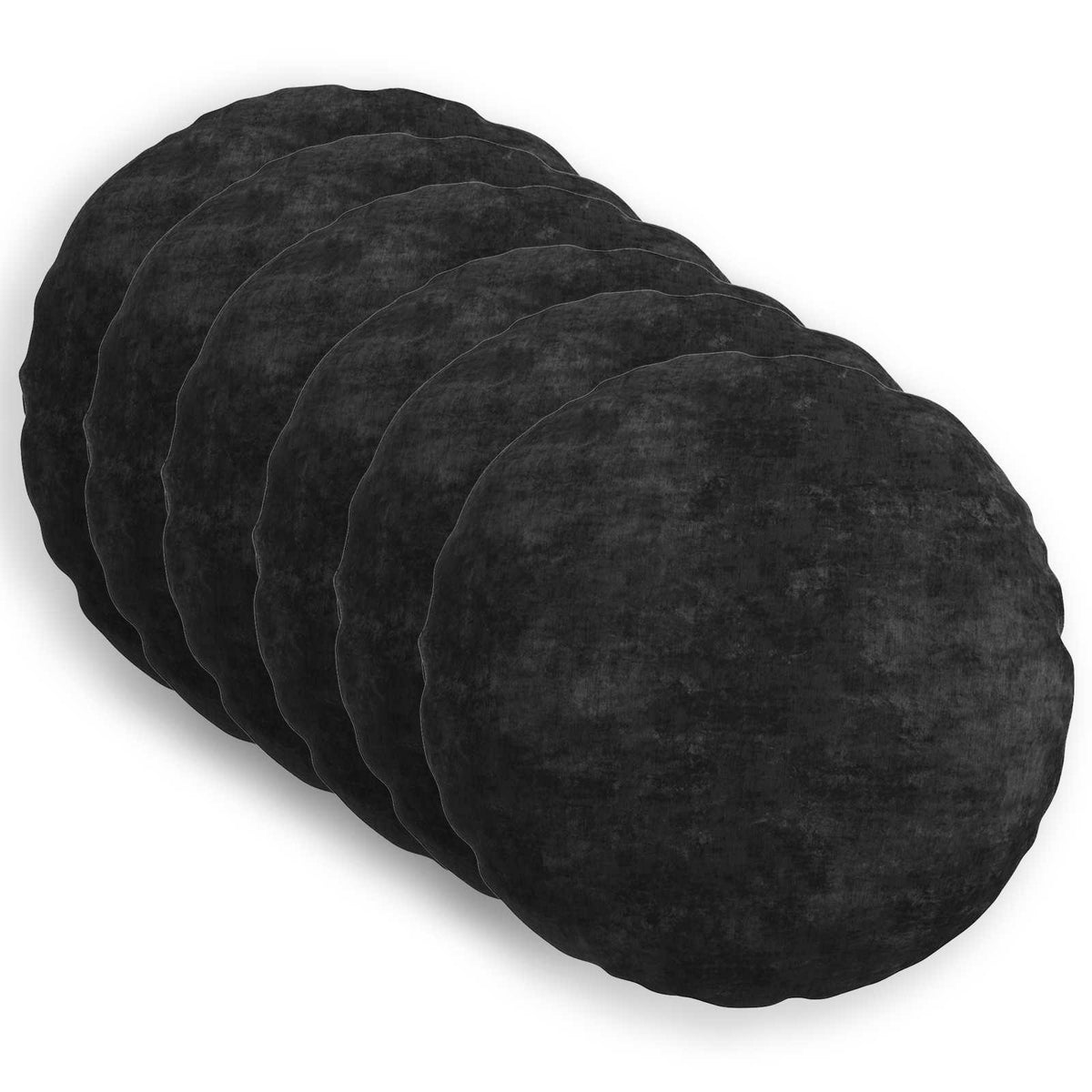 Cushion 6 pcs HEERLEN Anthracite Ø 50 cm Chenille Fabric