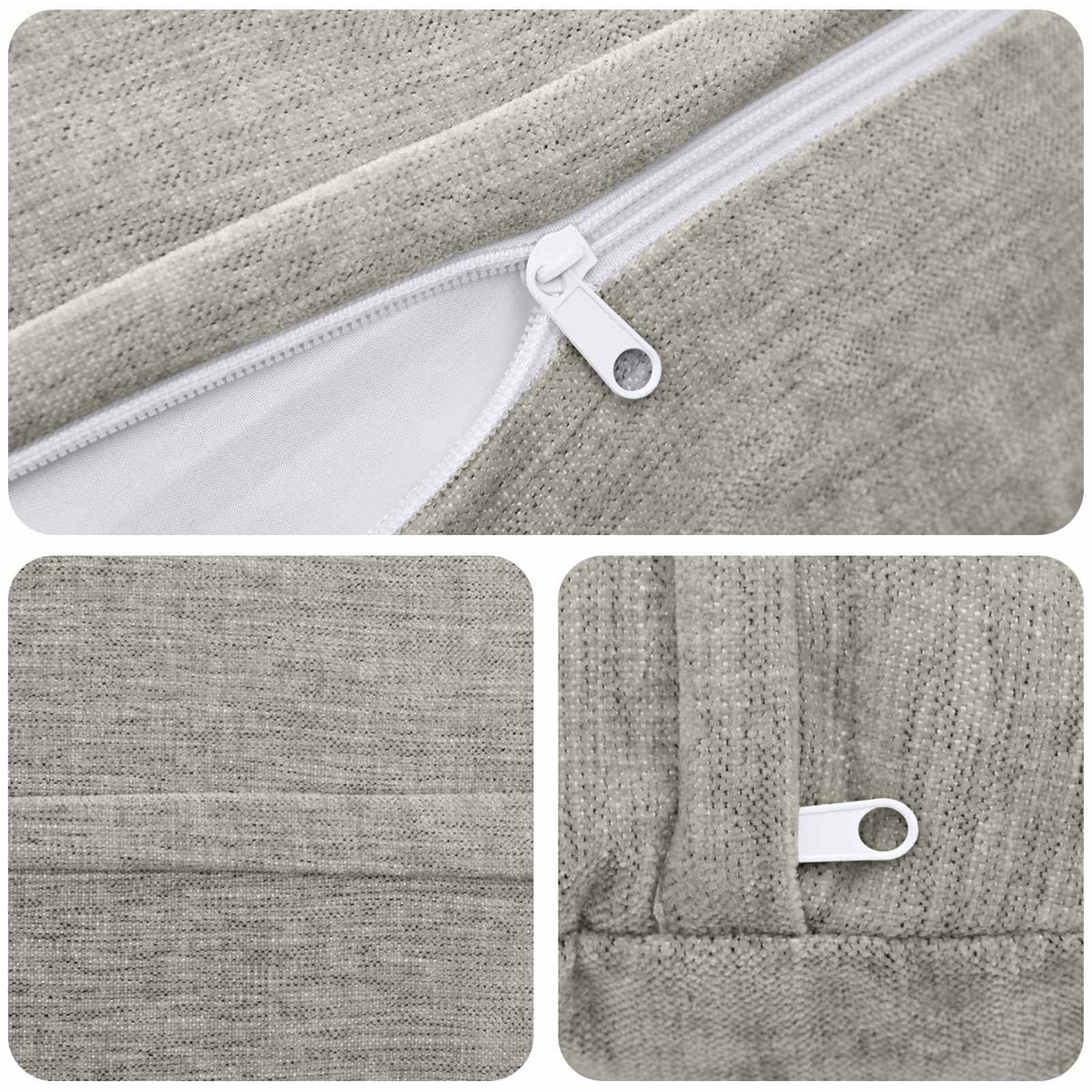 Cushion 2 pcs HEERLEN Light Grey Ø 50 cm Chenille Fabric