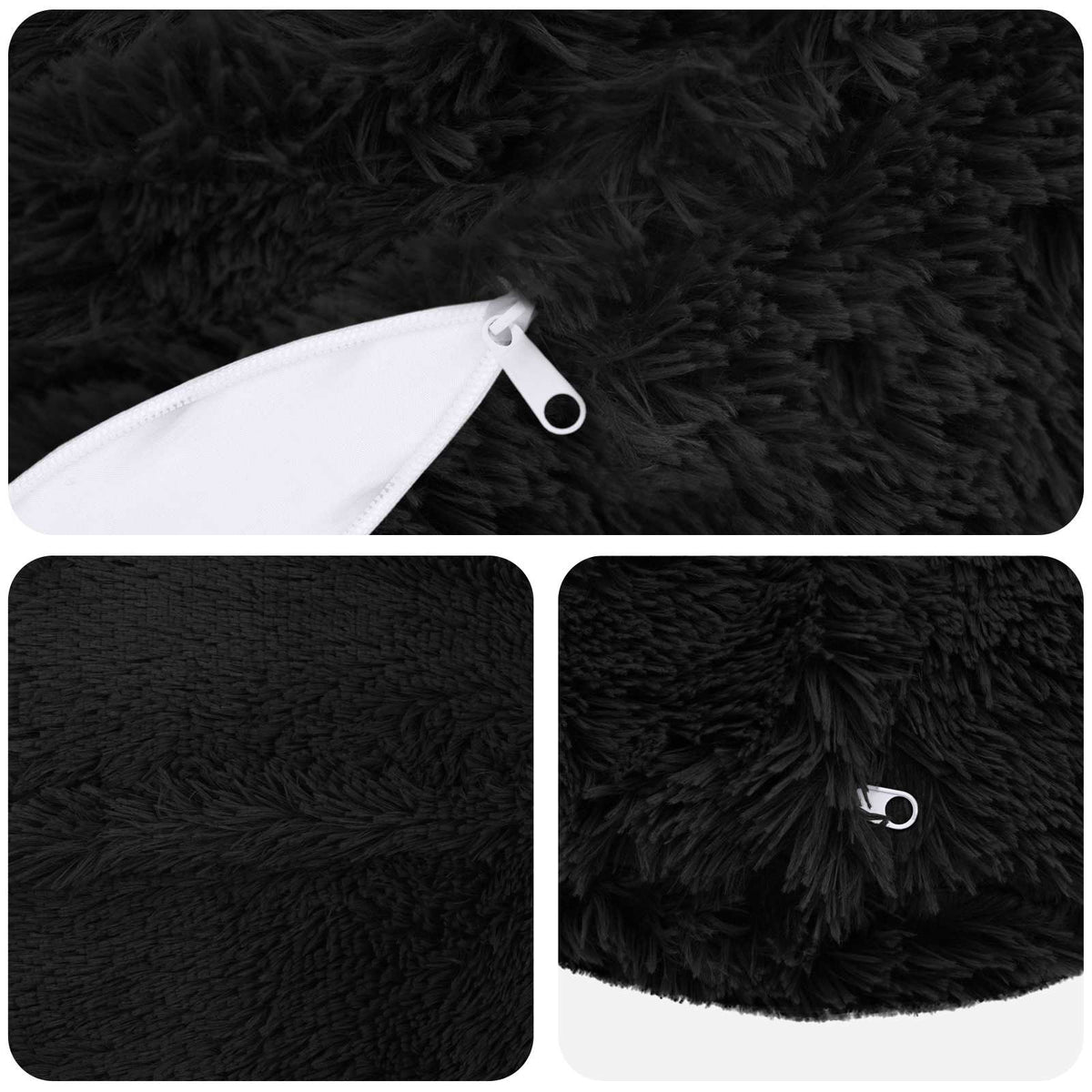 Cushion with Pillow HEERLEN 2 pcs Black PV Fleece