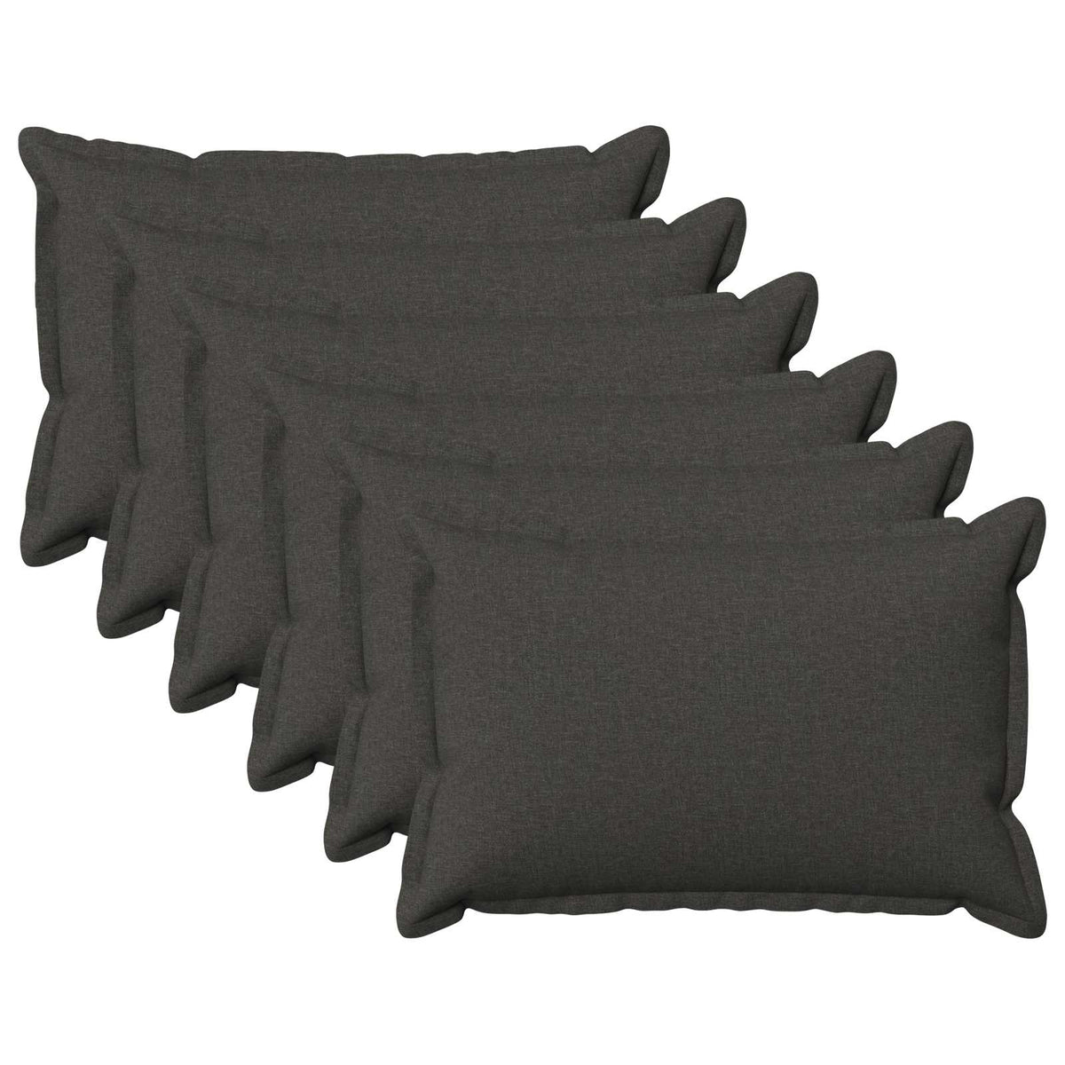 Cushion with Pillow HOUTEN 6 pcs Dark Grey Faux Linen