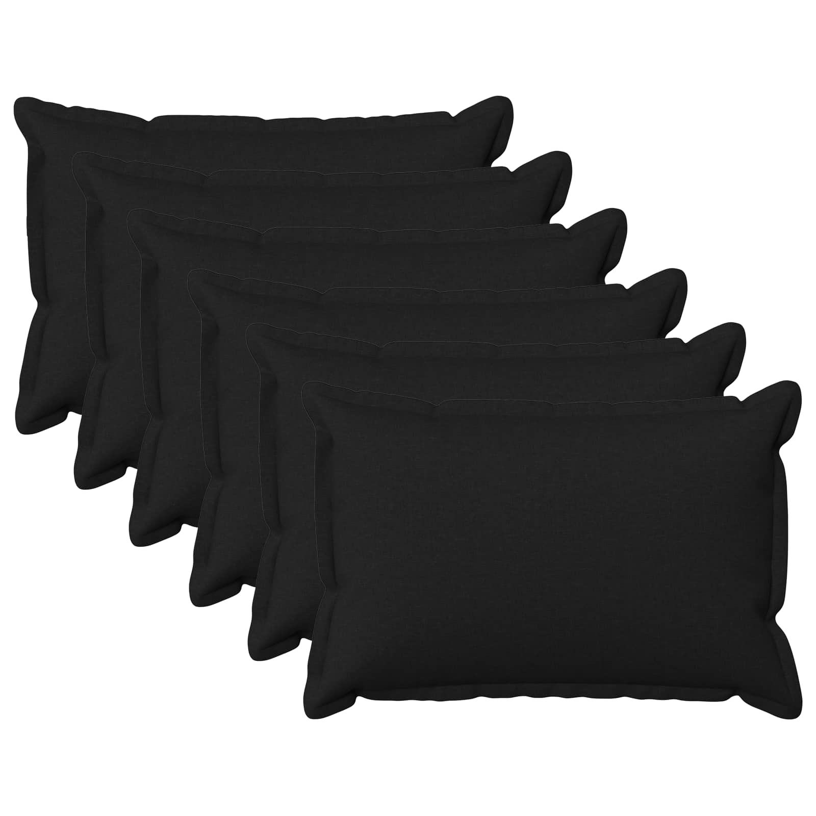 Cushion with Pillow HOUTEN 6 pcs Black Faux Linen