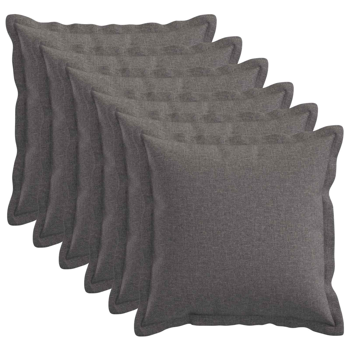Cushion 6 pcs HOUTEN Light Grey 40 x 40 cm Faux Linen
