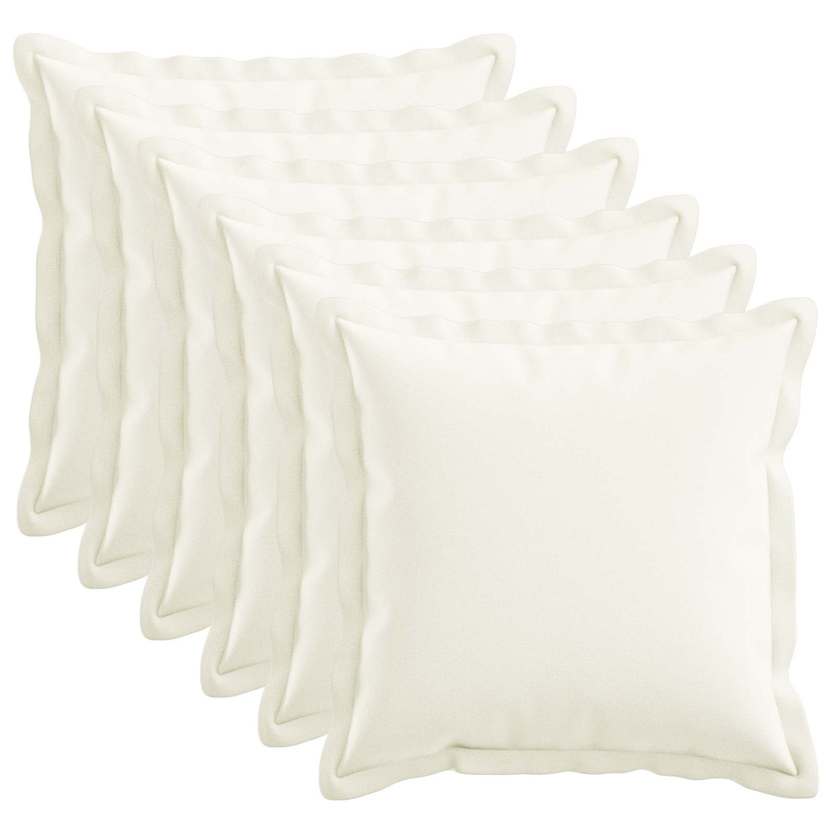Cushion with Pillow HOUTEN 6 pcs White Faux Linen