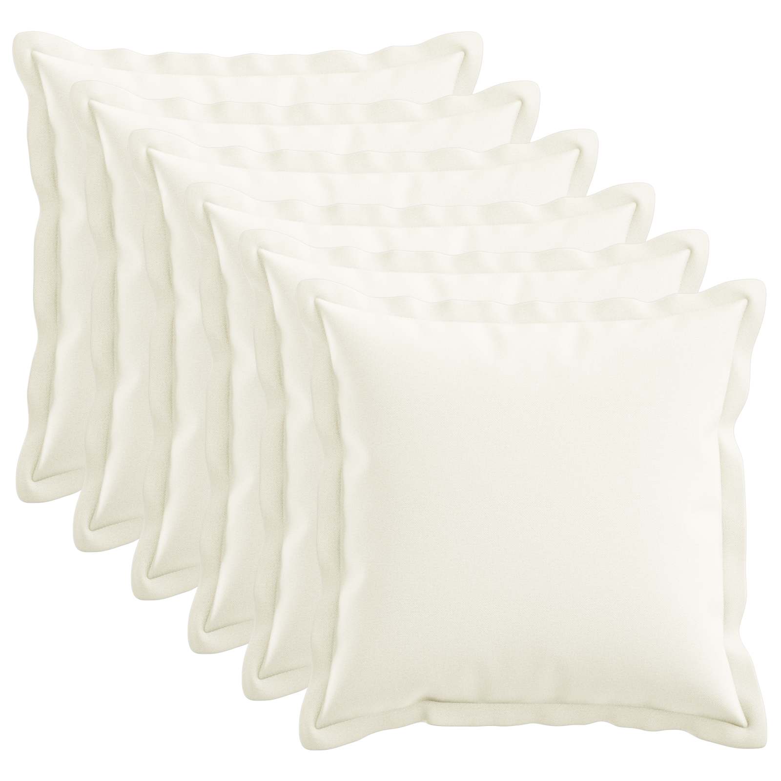 Cushion with Pillow HOUTEN 6 pcs White Faux Linen