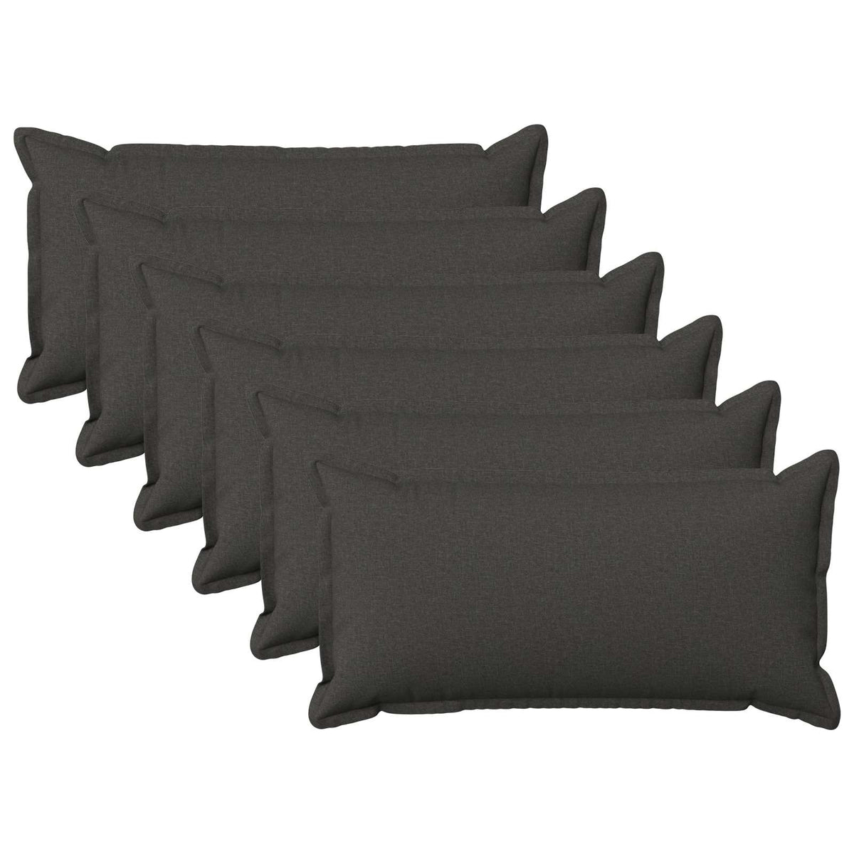 Cushion 6 pcs HOUTEN Dark Grey 40 x 80 cm Faux Linen