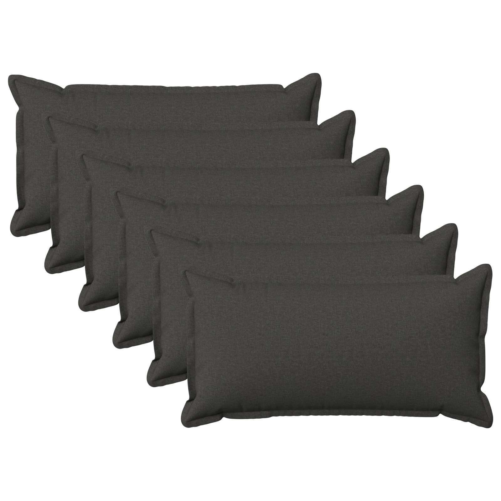 Cushion with Pillow HOUTEN 6 pcs Dark Grey Faux Linen