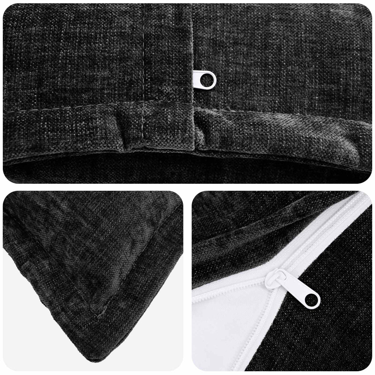 Cushion 2 pcs HOUTEN Anthracite 40 x 80 cm Chenille Fabric