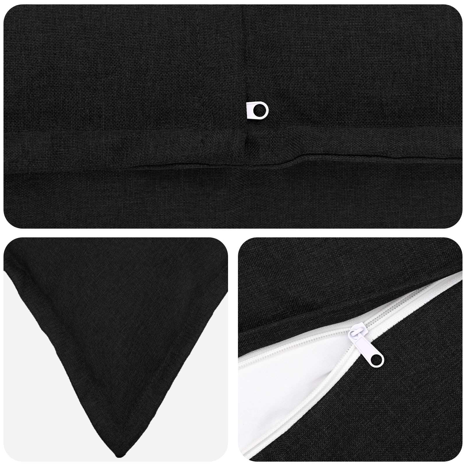Cushion with Pillow HOUTEN Black 40 x 145 cm Faux Linen