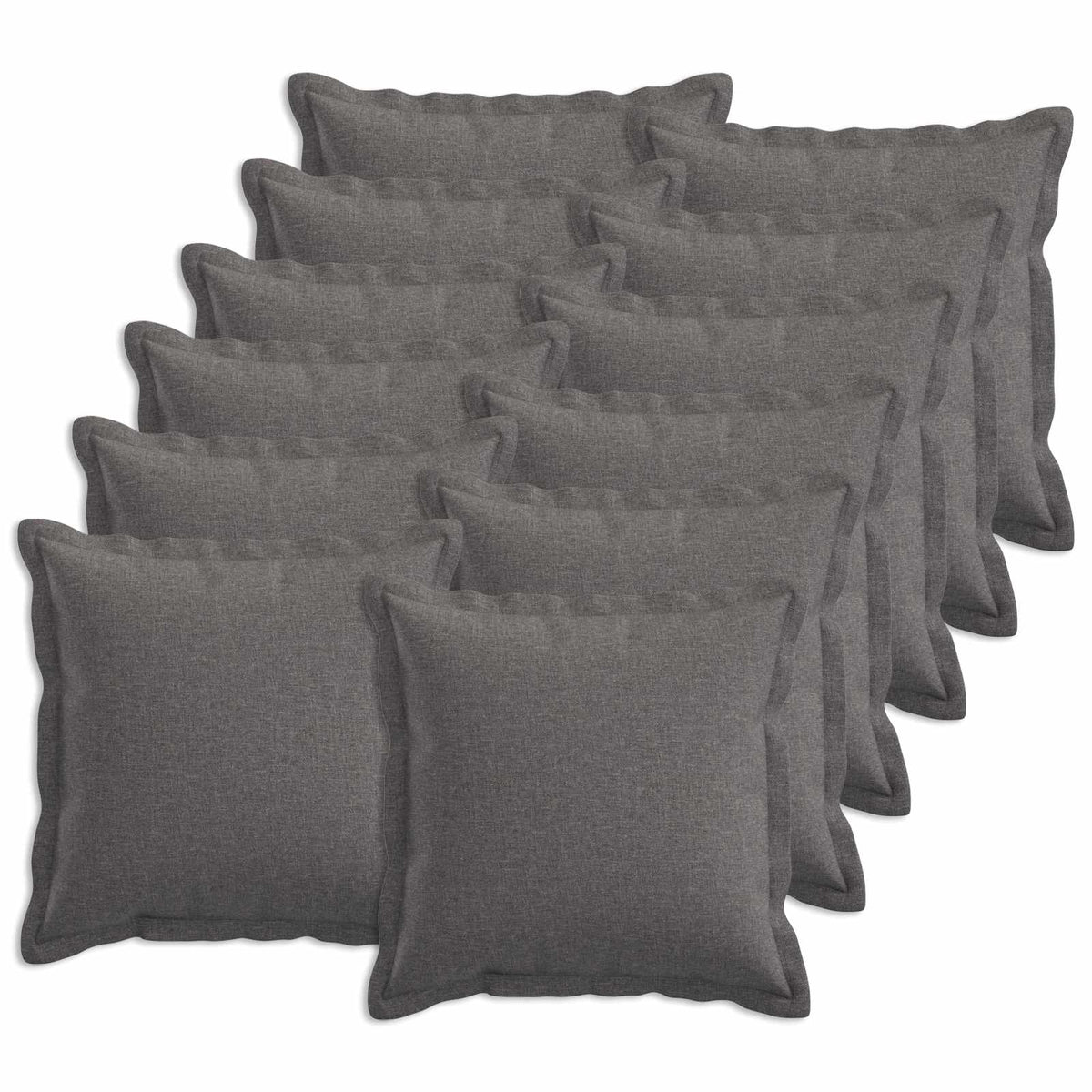 Cushion 12 pcs HOUTEN Light Grey 45 x 45 cm Faux Linen