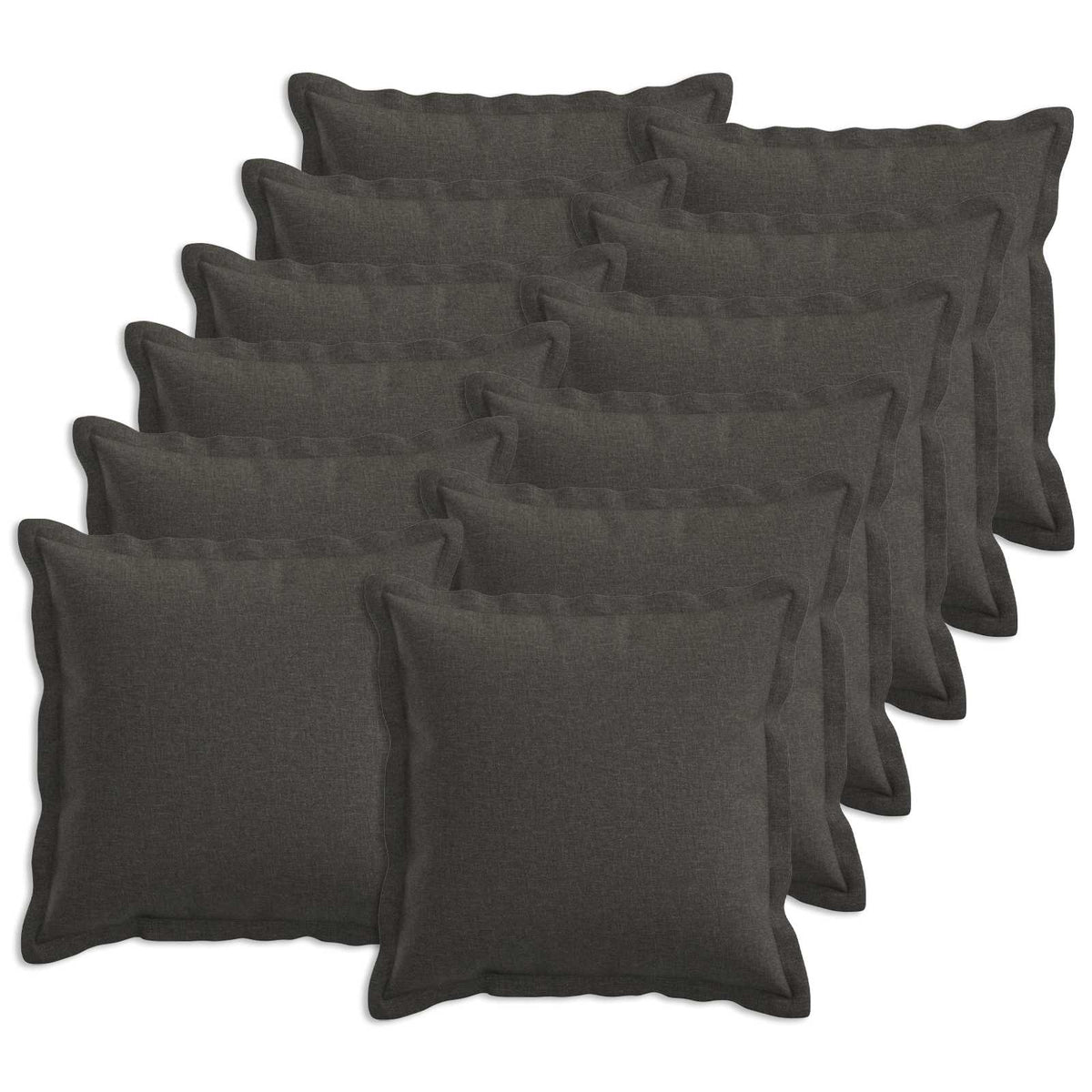Cushion with Pillow HOUTEN 12 pcs Dark Grey Faux Linen