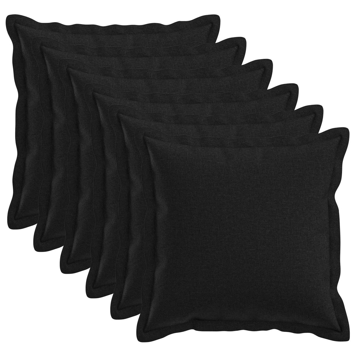 Cushion 6 pcs HOUTEN Black 45 x 45 cm Faux Linen