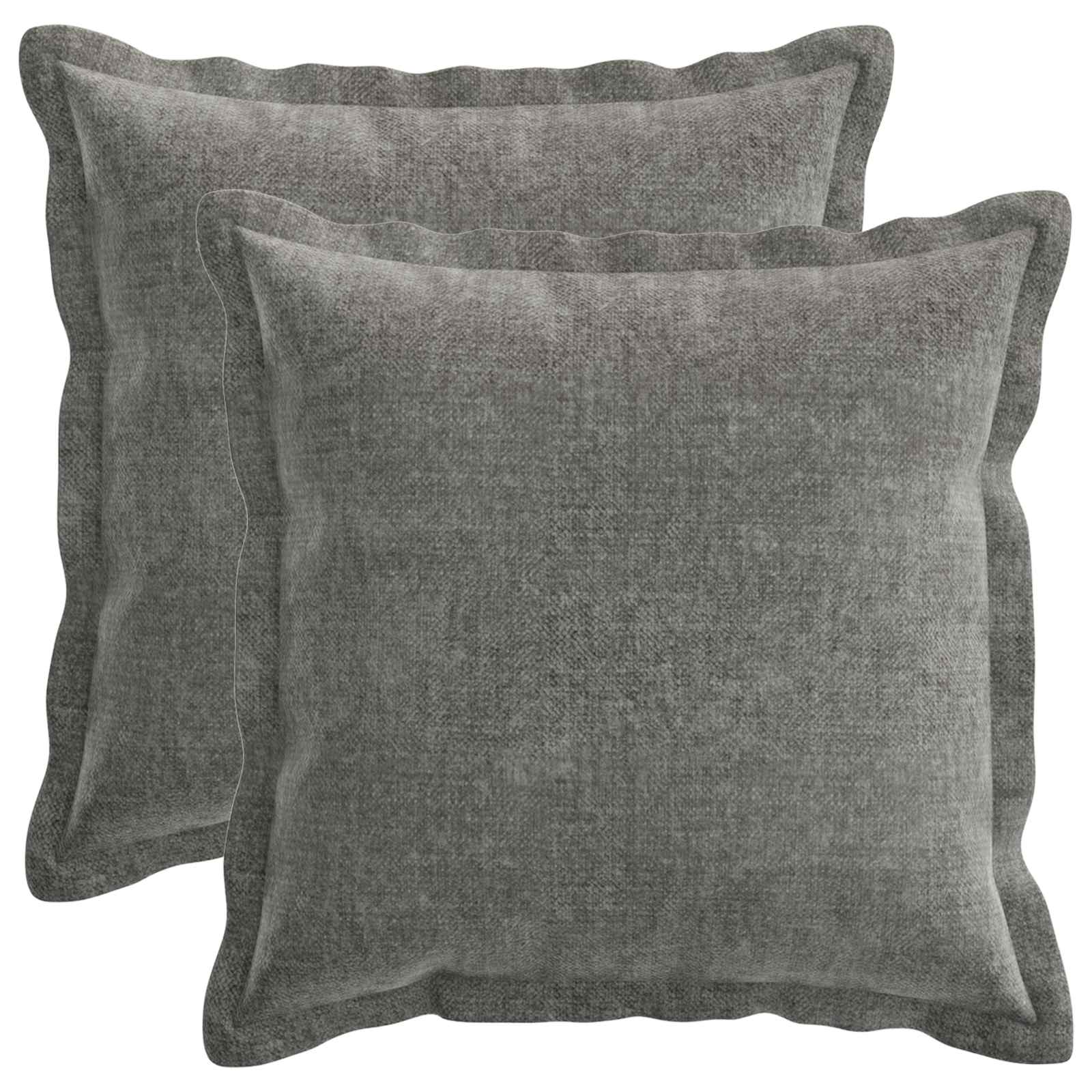 Cushion 2 pcs HOUTEN Dark Grey 45 x 45 cm Chenille Fabric