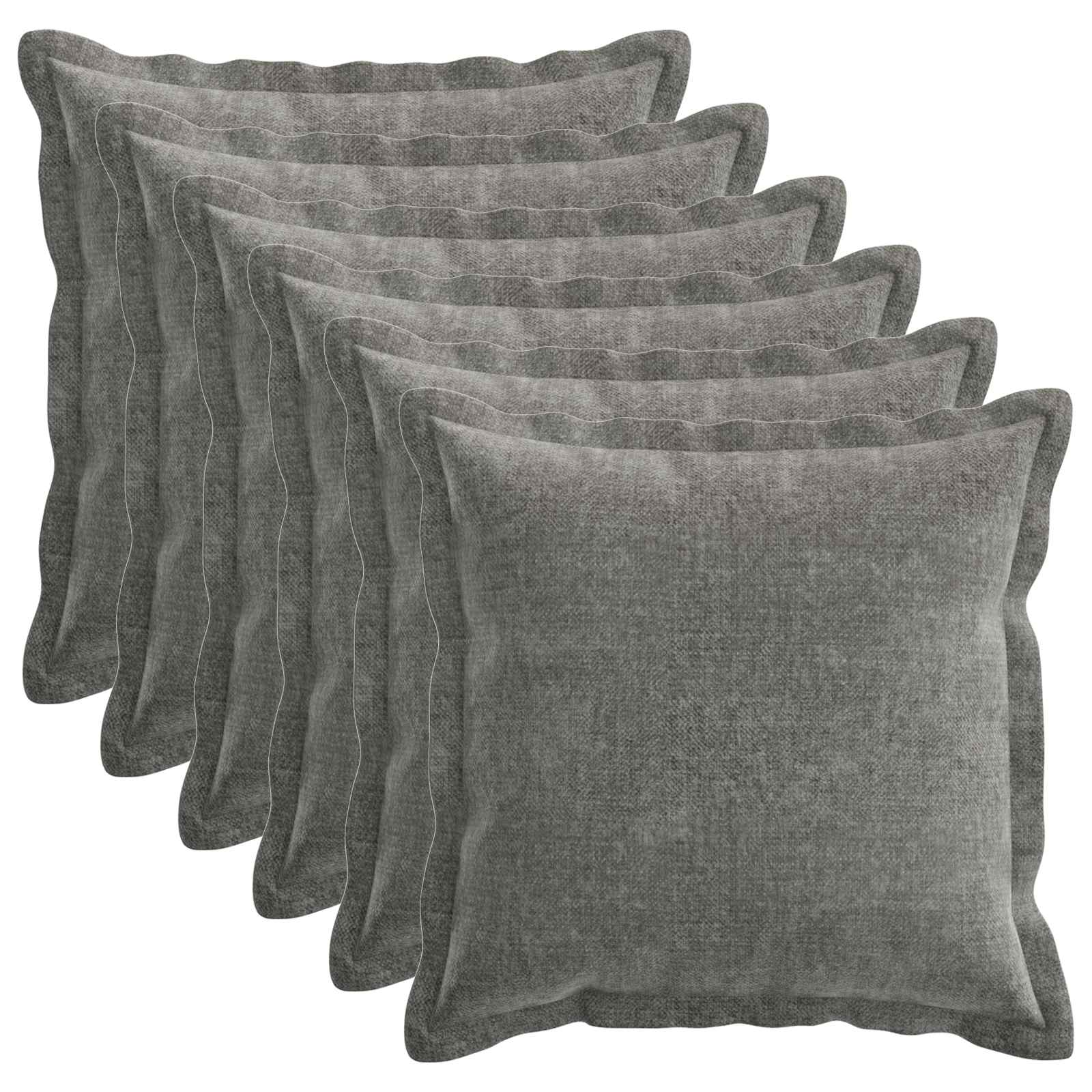Cushion 6 pcs HOUTEN Dark Grey 45 x 45 cm Chenille Fabric