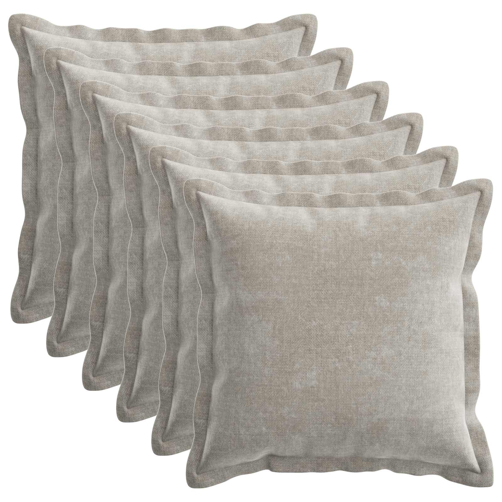 Cushion 6 pcs HOUTEN Light Grey 45 x 45 cm Chenille Fabric