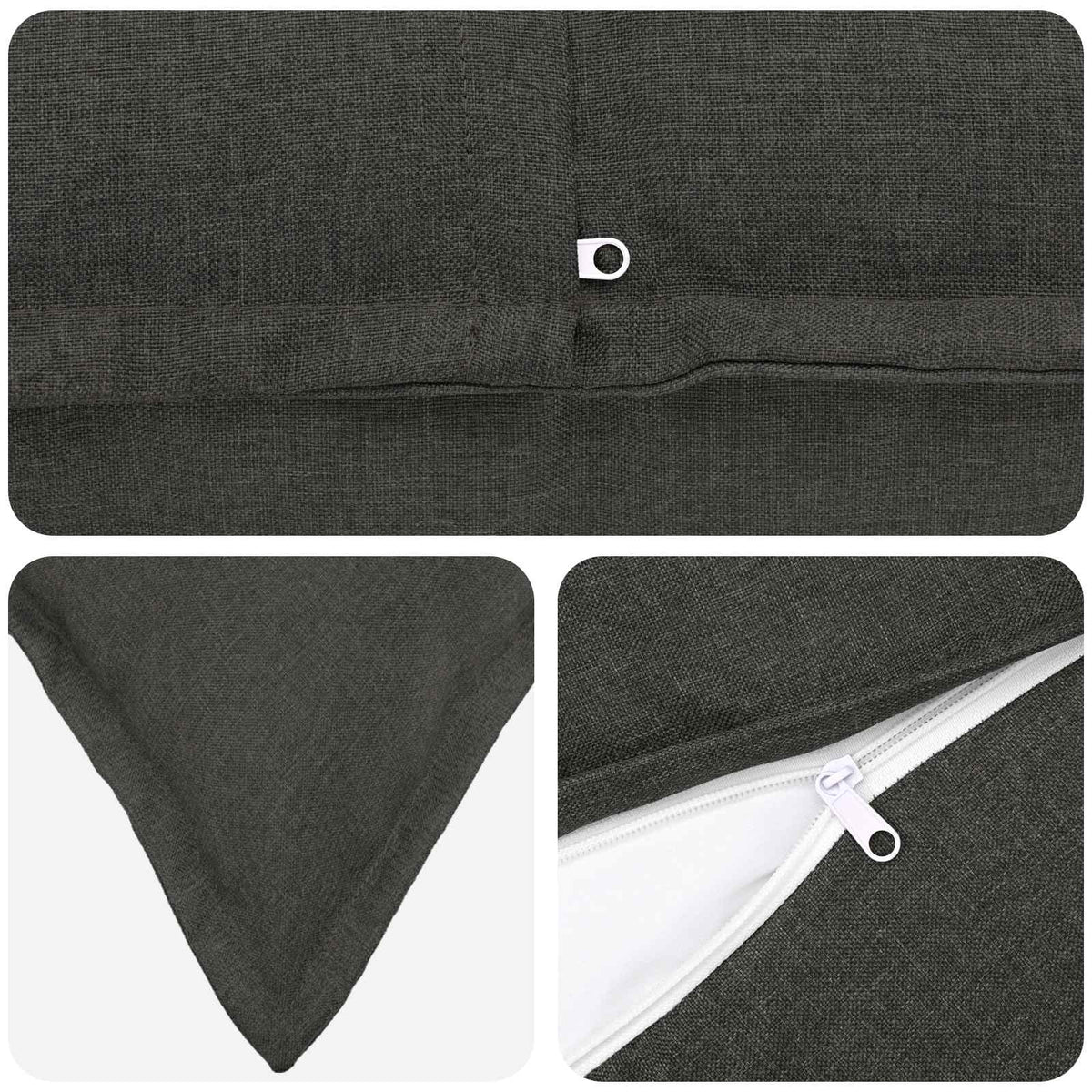 Cushion with Pillow HOUTEN 2 pcs Dark Grey Faux Linen