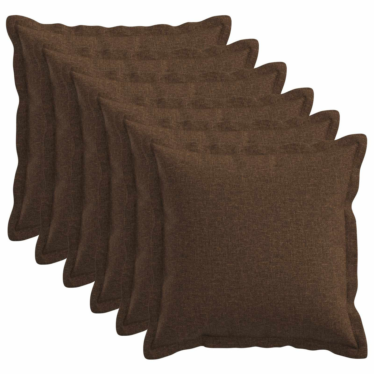Cushion 6 pcs HOUTEN Brown 50 x 50 cm Faux Linen