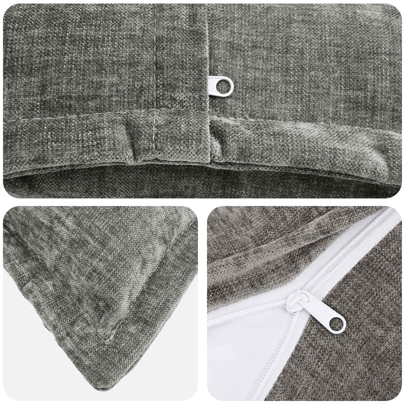 Cushion 2 pcs HOUTEN Dark Grey 55 x 55 cm Chenille Fabric