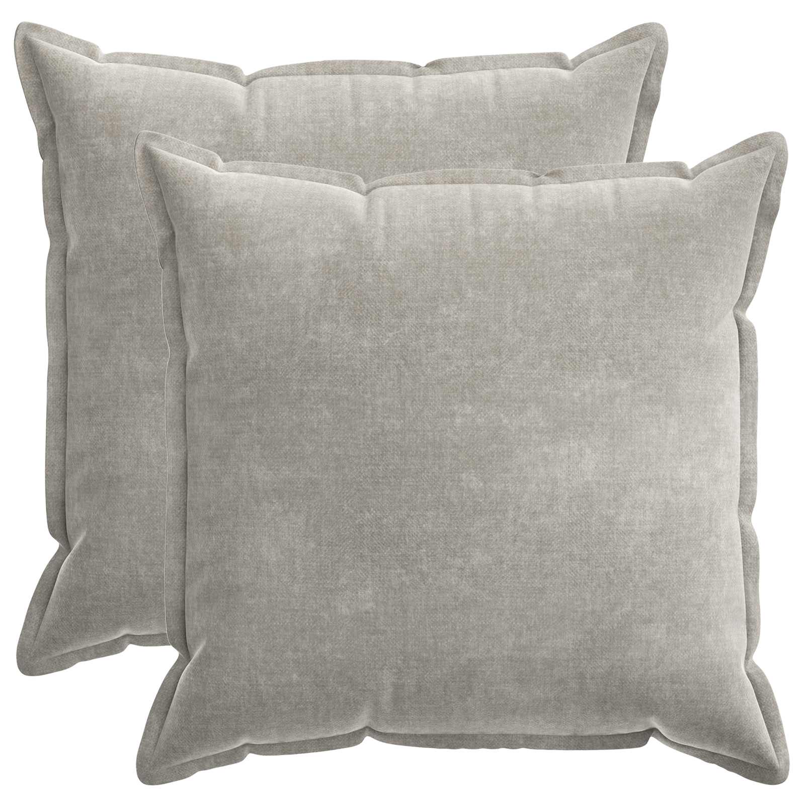Cushion 2 pcs HOUTEN Light Grey 55 x 55 cm Chenille Fabric