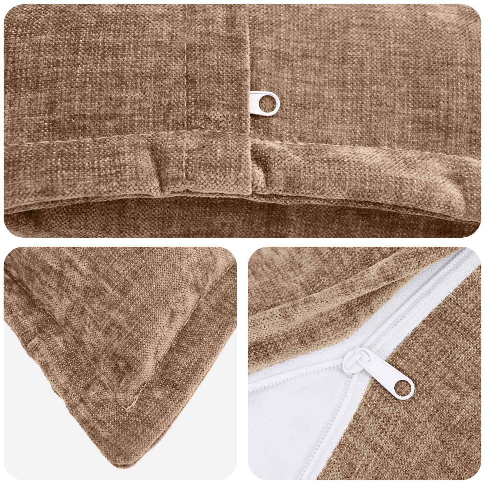 Cushion 2 pcs HOUTEN Brown 55 x 55 cm Chenille Fabric
