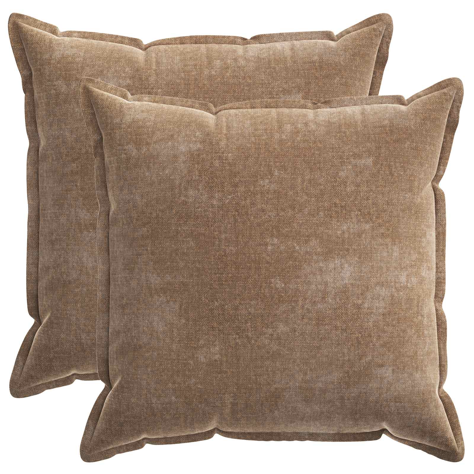 Cushion 2 pcs HOUTEN Brown 55 x 55 cm Chenille Fabric