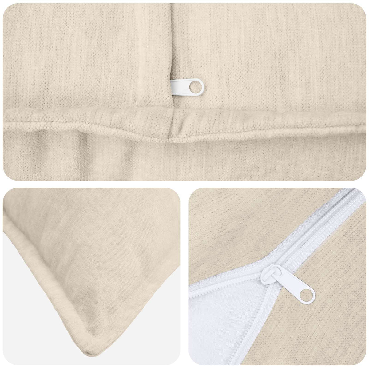 Cushion 2 pcs HOUTEN Cream 60 x 60 cm Chenille Fabric