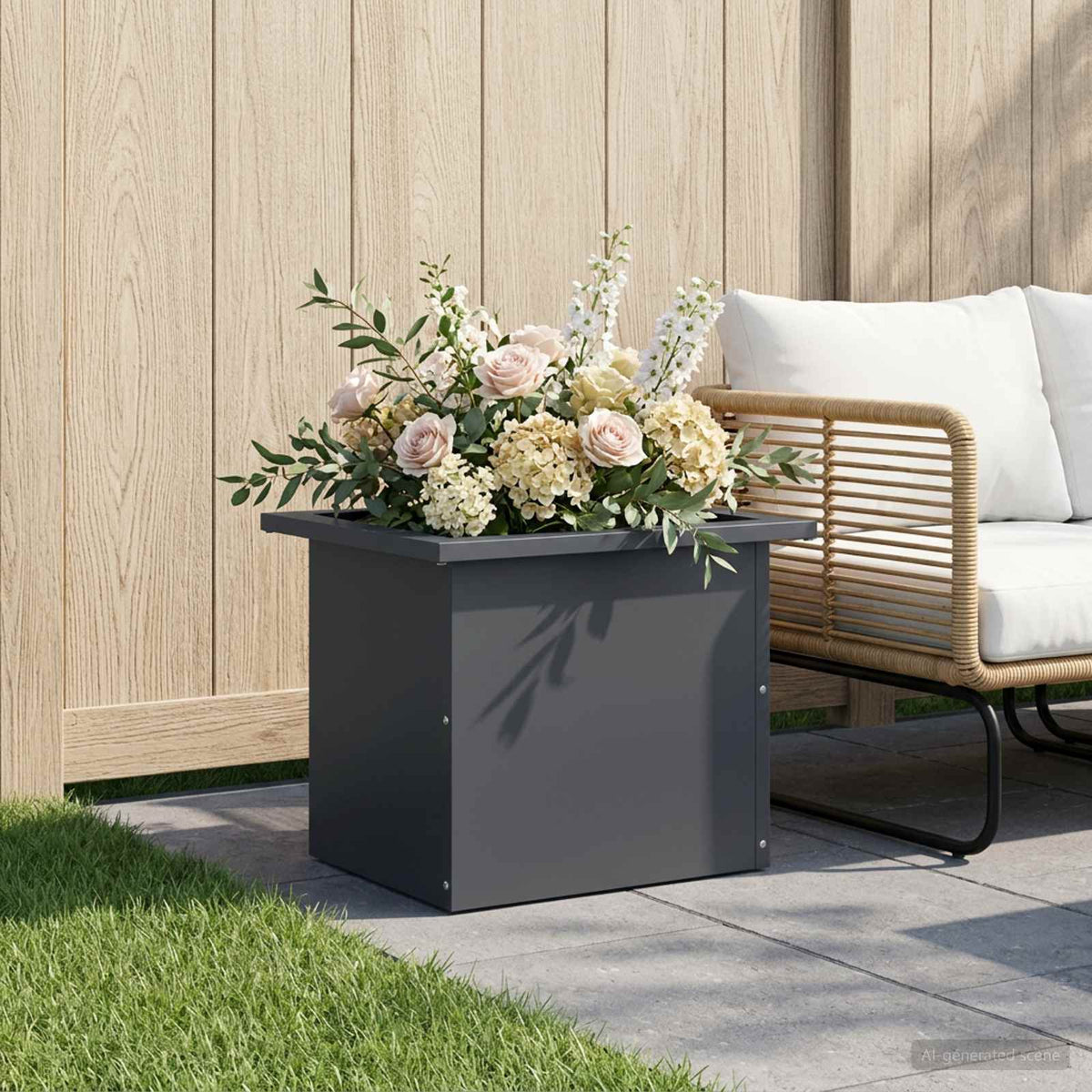 Garden Planter with LED Antracite 30 x 40 x 30 cm Steel