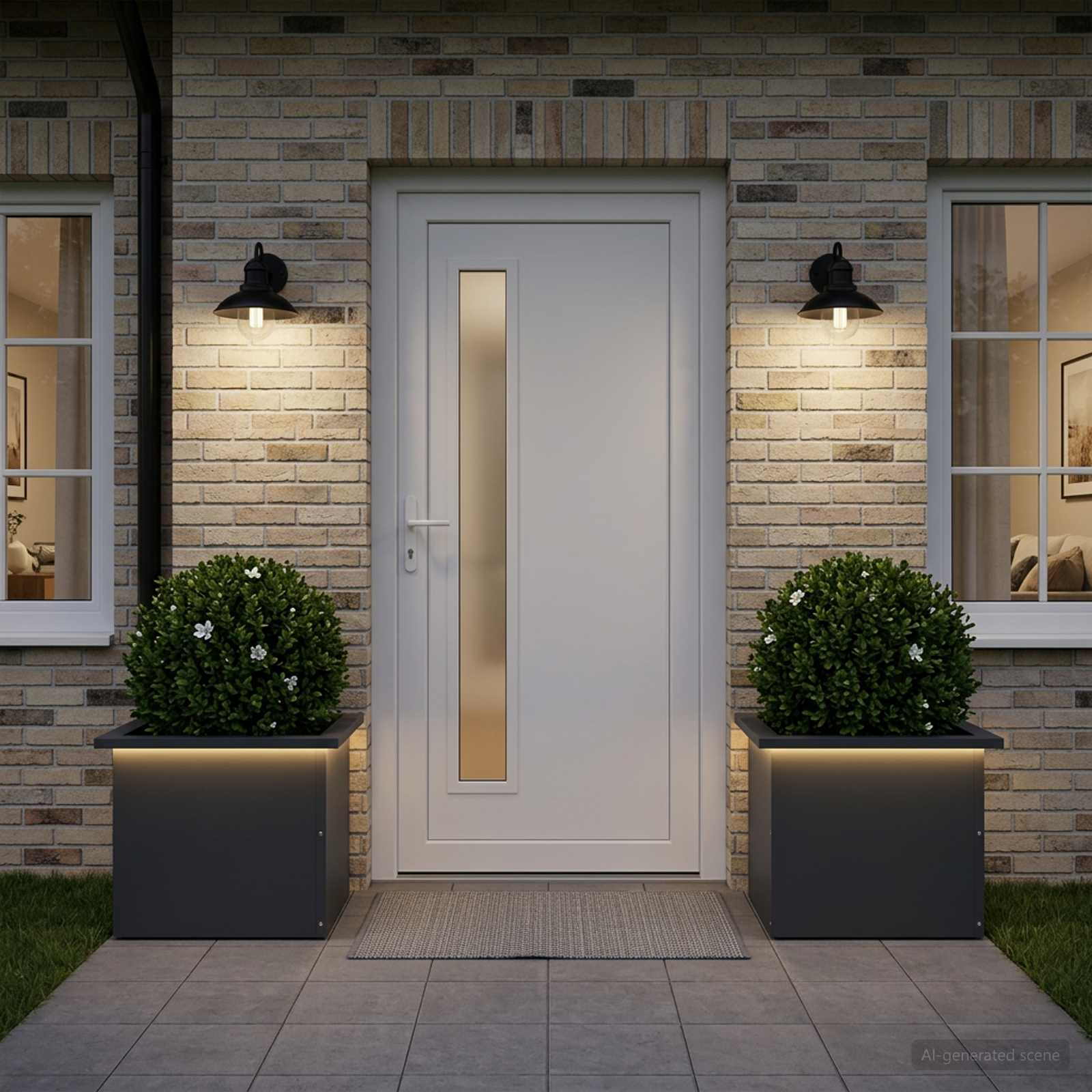Garden Planter with LED 2 pcs Antracite 30 x 40 x 30 cm Steel