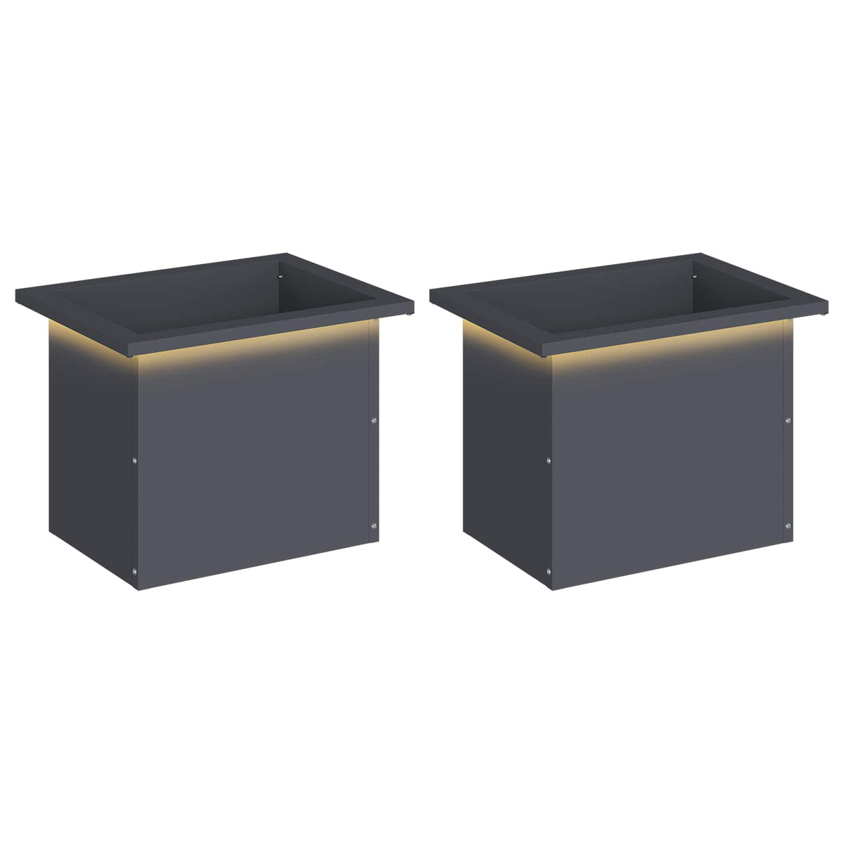 Garden Planter with LED 2 pcs Antracite 30 x 40 x 30 cm Steel