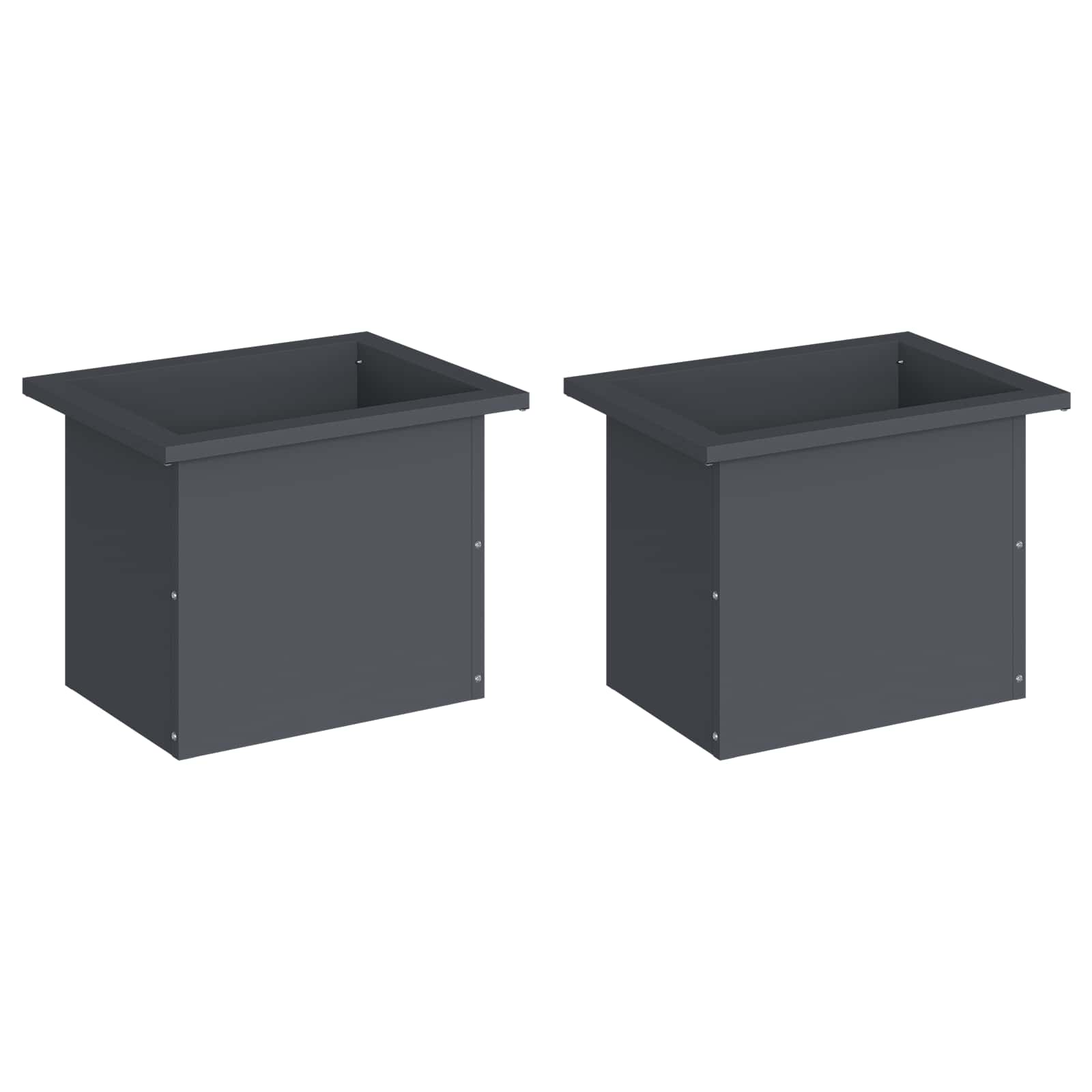 Garden Planter with LED 2 pcs Antracite 30 x 40 x 30 cm Steel